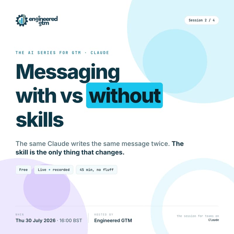 Cover Image for The AI Series for GTM: Claude, messaging with vs without skills