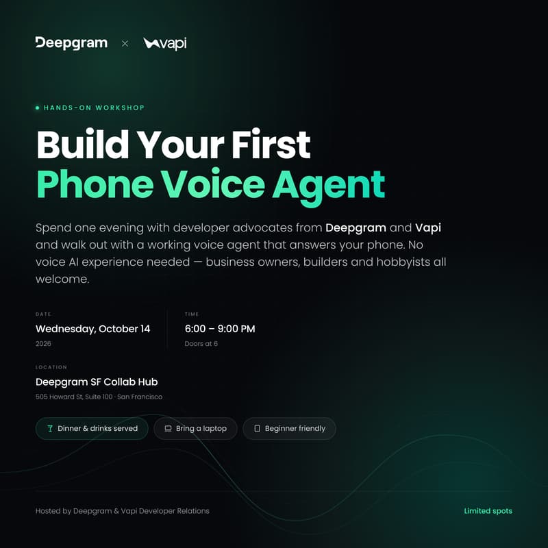 Cover Image for Build Your First Phone Voice Agent — Deepgram × Vapi Workshop