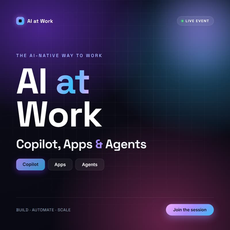 Cover Image for AI at Work : Copilot, Apps, & Agents