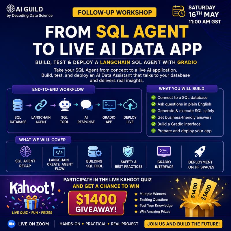 Cover Image for Build, Test & Deploy a LangChain SQL Agent with Gradio
