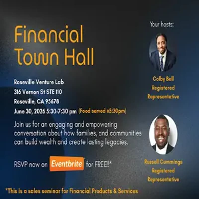 Cover Image for Financial Town Hall 5:30 - 7:30pm