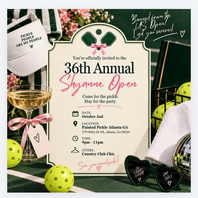 Cover Image for Pickleball, But Make It Fashion 👗👚Banned From The US Open? I Got You Covered. You’re Invited To The 36th Annual Shyanne Open 🏓 | RSVP $50