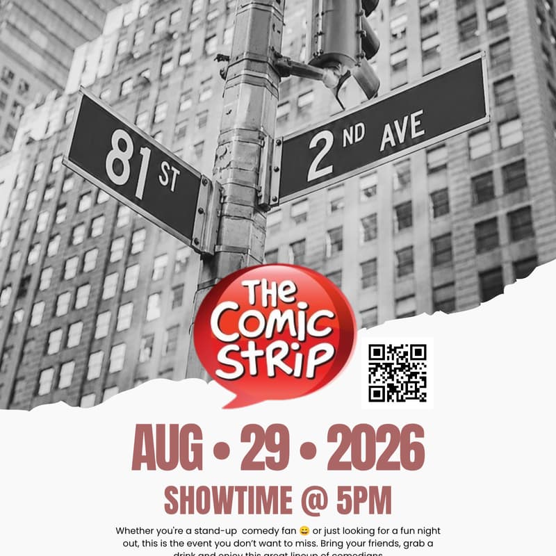 Cover Image for Join a Live Comedy Taping🎬 August 29th @5pm "New Comedians to Watch" – Live at The Comic Strip Comedy Club