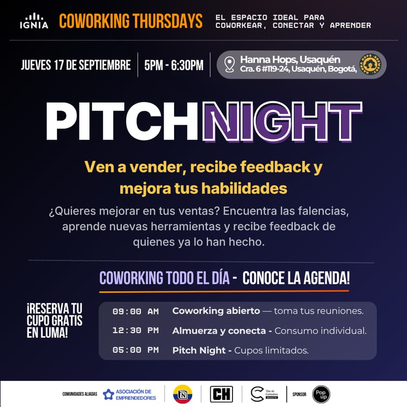 Cover Image for Coworking Thursdays - 17 de Septiembre: Pitch Night!