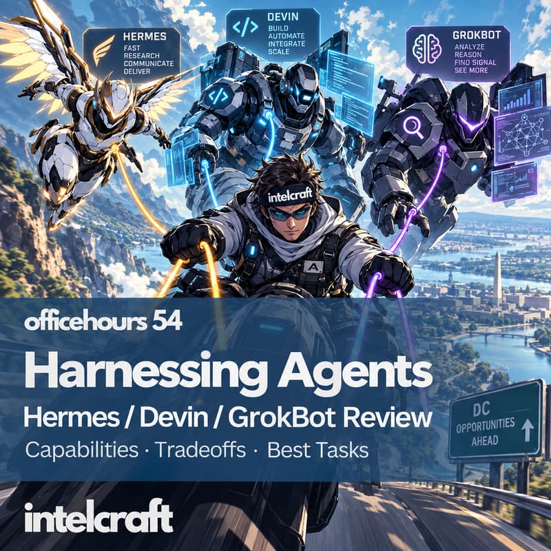 Cover Image for [officehours 54] Harnessing Agents : Hermes / Devin / GrokBot Review