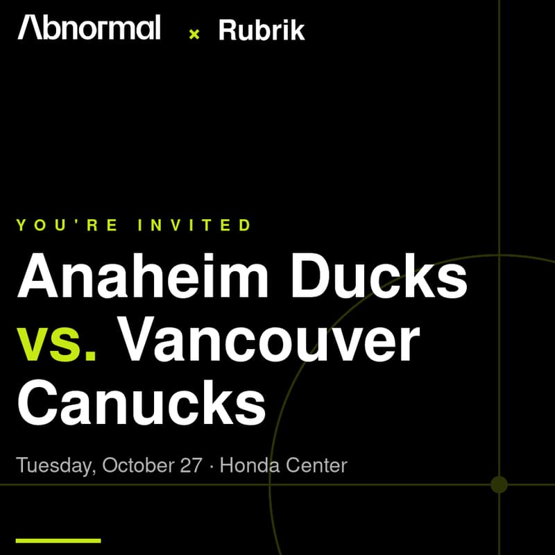 Cover Image for Abnormal AI x Rubrik at the Anaheim Ducks vs. Vancouver Canucks