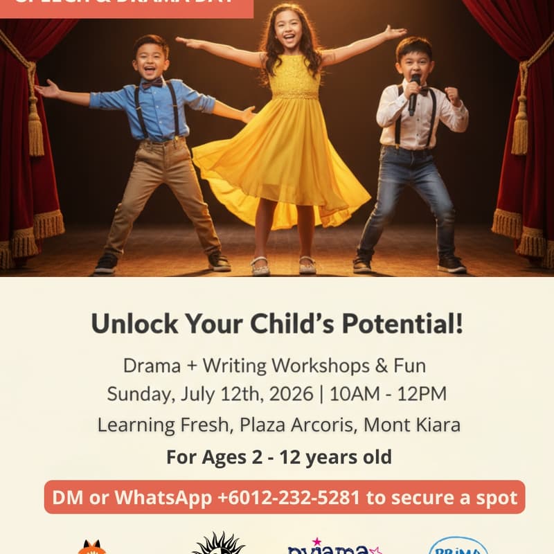 Cover Image for (Free) Open Speech & Drama Day with Primo Dramma and Learning Fresh. Ages 2 to 12.