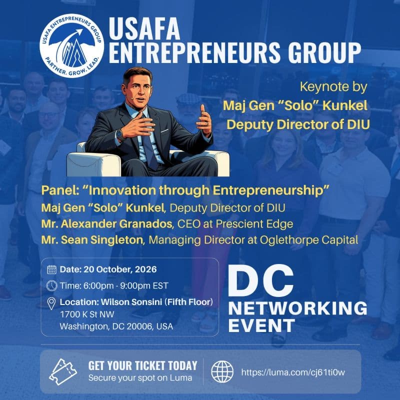 Cover Image for USAFA Entrepreneurs Group | Networking Event DC | Oct 20th