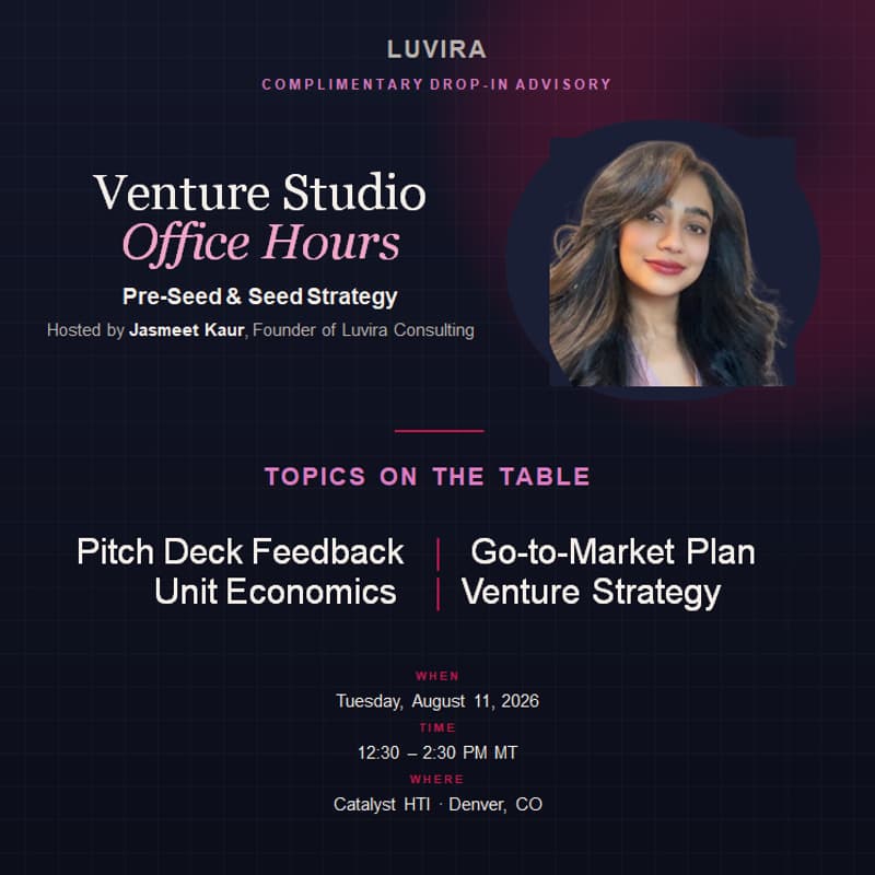 Cover Image for Venture Studio Office Hours: Pre-Seed & Seed Strategy