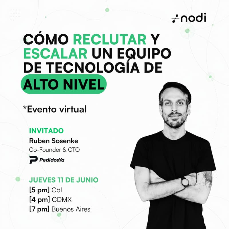 Cover Image for Cómo reclutar y escalar un equipo de tecnología de alto nivel con: Ruben Sosenke - Co-Founder & Ex-CTO de PedidosYa