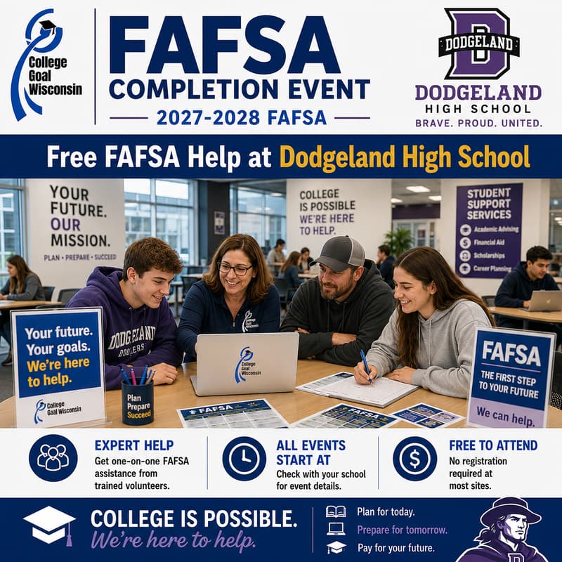 Cover Image for College Goal Wisconsin — Free FAFSA Help at Dodgeland High School