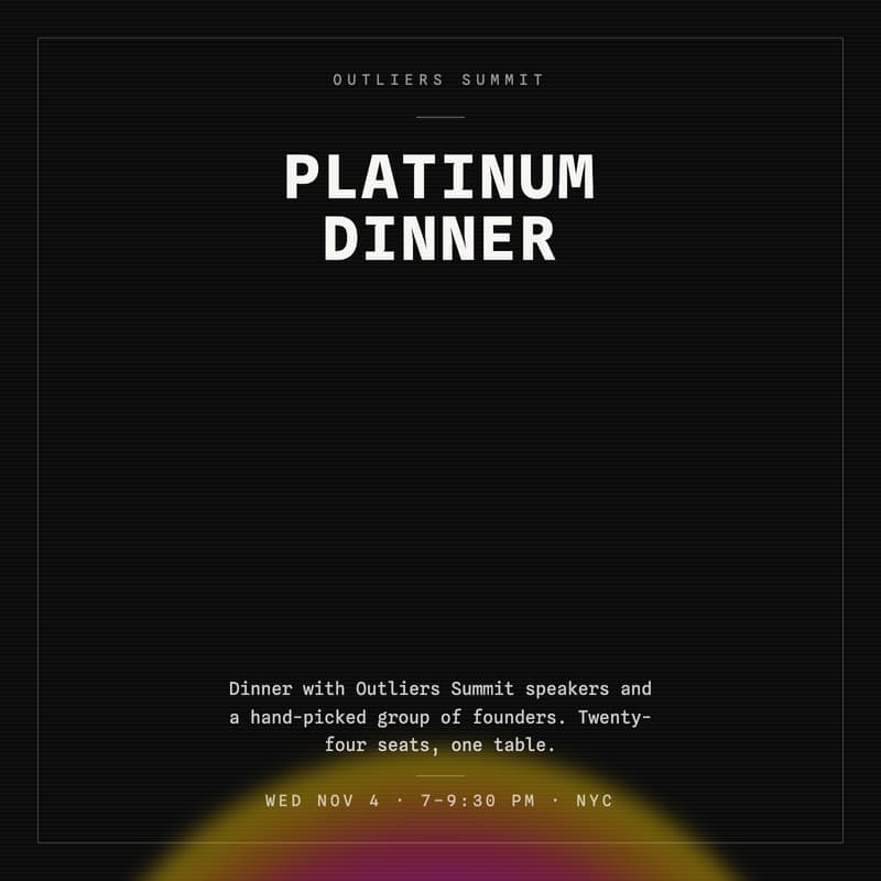 Cover Image for Outliers Summit Platinum VIP Dinner