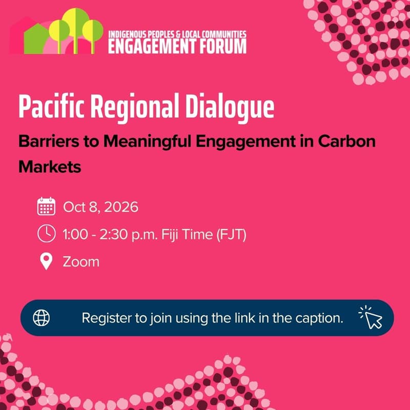 Cover Image for Pacific Regional Dialogue on Barriers to Meaningful Engagement with Carbon Markets
