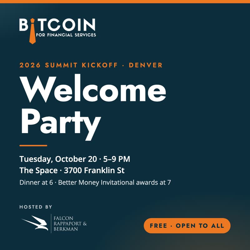 Cover Image for 2026 Bitcoin for Financial Services Welcome Party