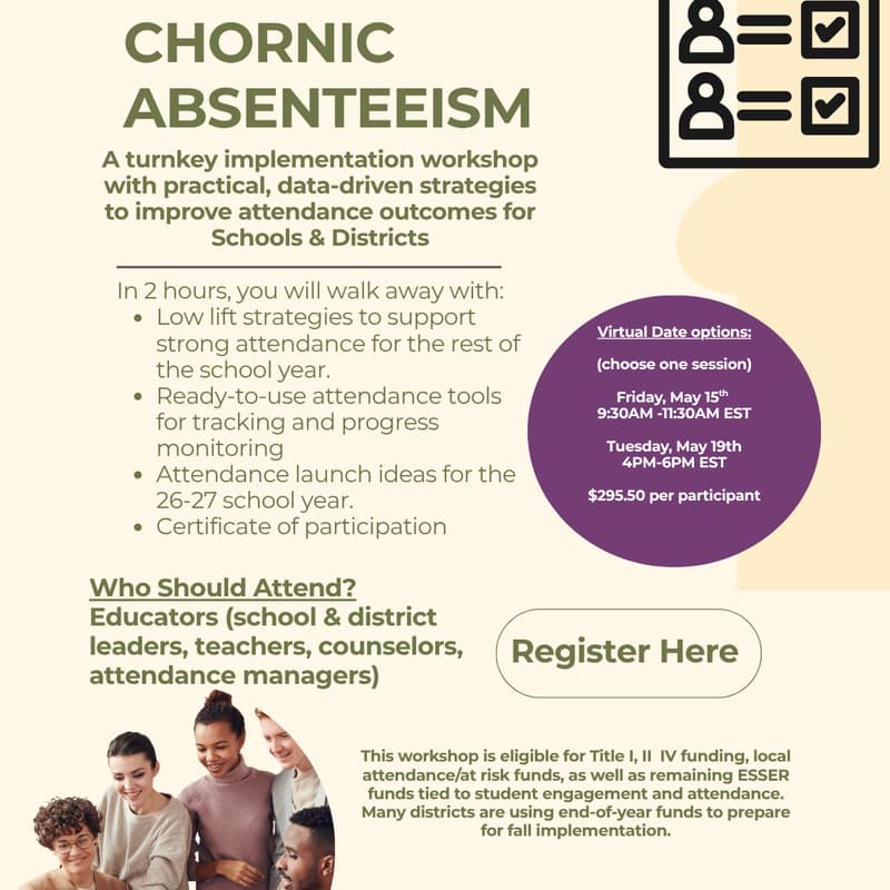 Cover Image for Chronic Absenteeism Turnkey Workshop (Virtual)