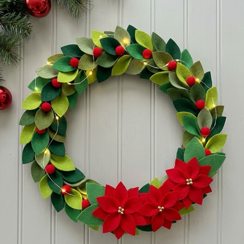 Cover Image for π Felt Holly & Poinsettia Wreath Craft Day π