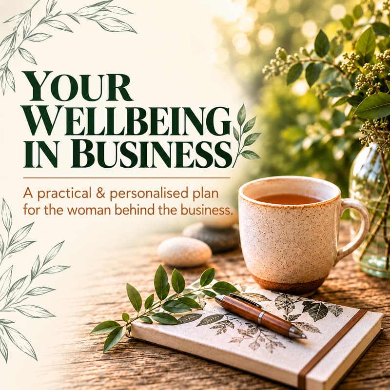 Cover Image for YOUR WELLBEING IN BUSINESS A practical & personalised plan for the woman behind the business.