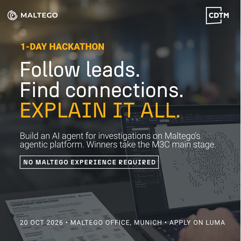 Cover Image for Maltego x CDTM Hackathon: Build AI agents for real intelligence investigations