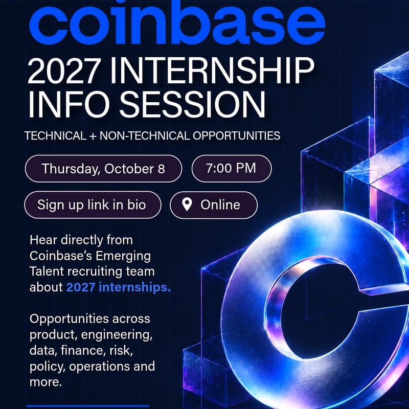 Cover Image for Coinbase 2027 Internship Info Session