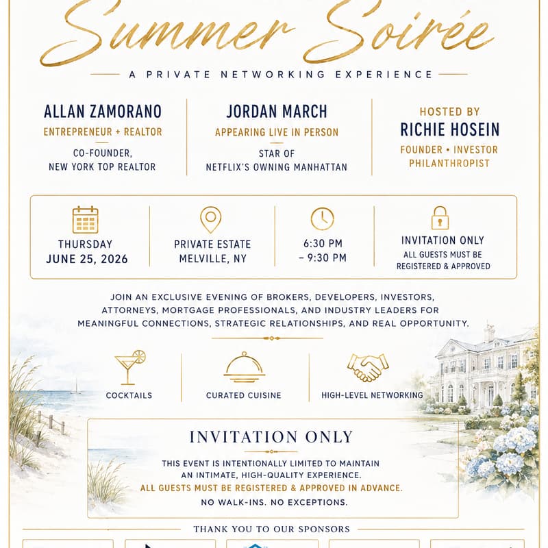 Cover Image for KEYS & CAPITAL Real Estate Summer Soirée - A Private Networking Experience with Jordan March of Netflix Owning Manhattan