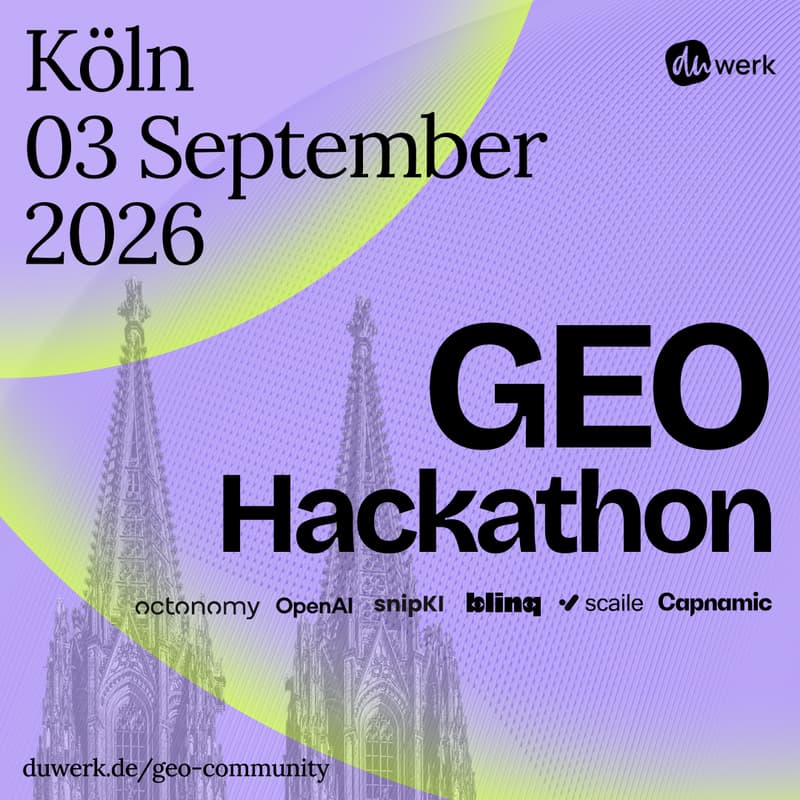 Cover Image for GEO Hackathon Köln ft. octonomy, OpenAI, blinq, snipKI, scaile & duwerk