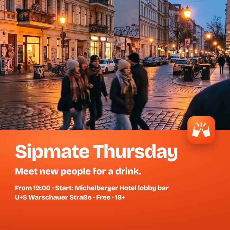 Cover Image for Sipmate Thursday: meet new people for a drink