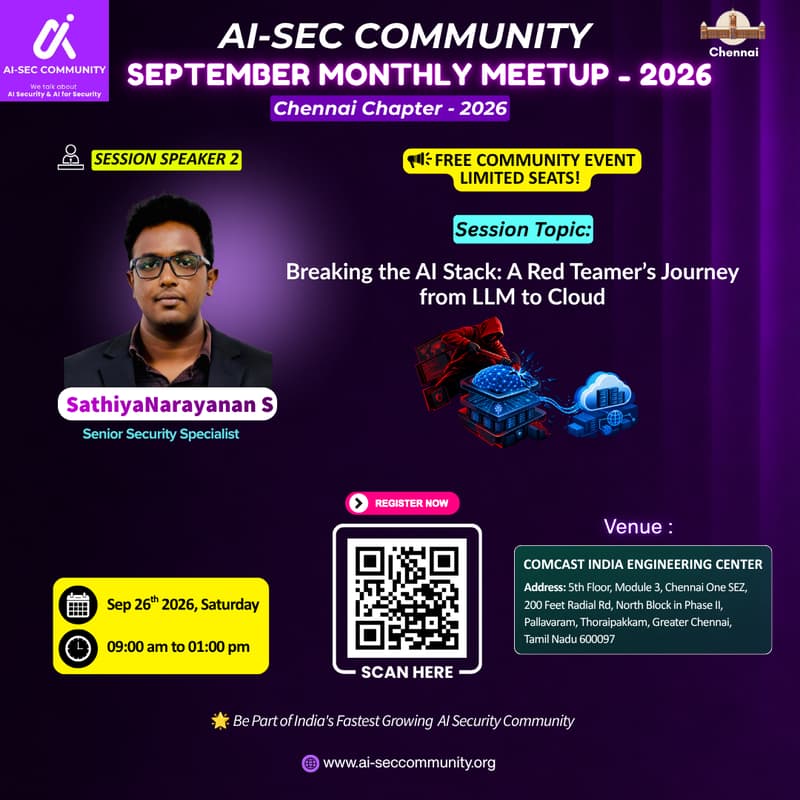 Cover Image for AI-SEC COMMUNITY September Meetup - Chennai Chapter