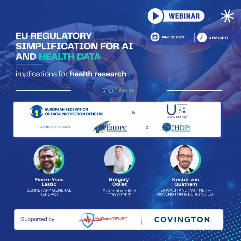 Cover Image for WEBINAR - EU regulatory simplification for AI and health data – implications for health research