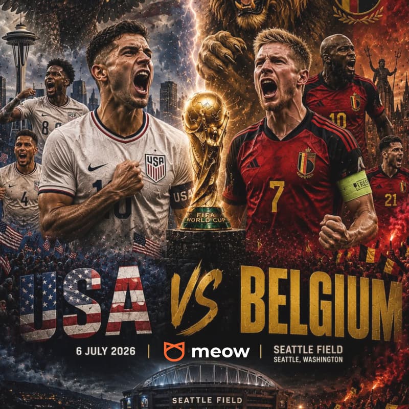 Cover Image for USA VS. BELGIUM WATCH PARTY @ MEOW HQ 🇺🇸