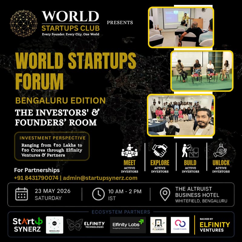 Cover Image for WORLD STARTUPS FORUM — BENGALURU EDITION | THE INVESTORS’ & FOUNDERS’ ROOM