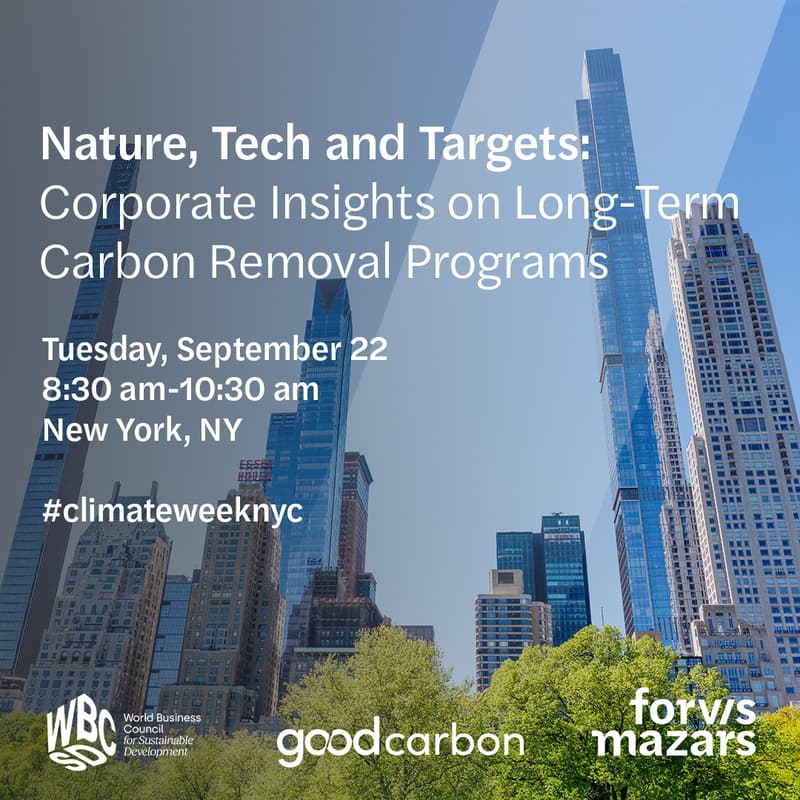 Cover Image for Nature, Tech, and Targets: Corporate insights on Long-Term Carbon Removal Programs @ ClimateWeek NYC