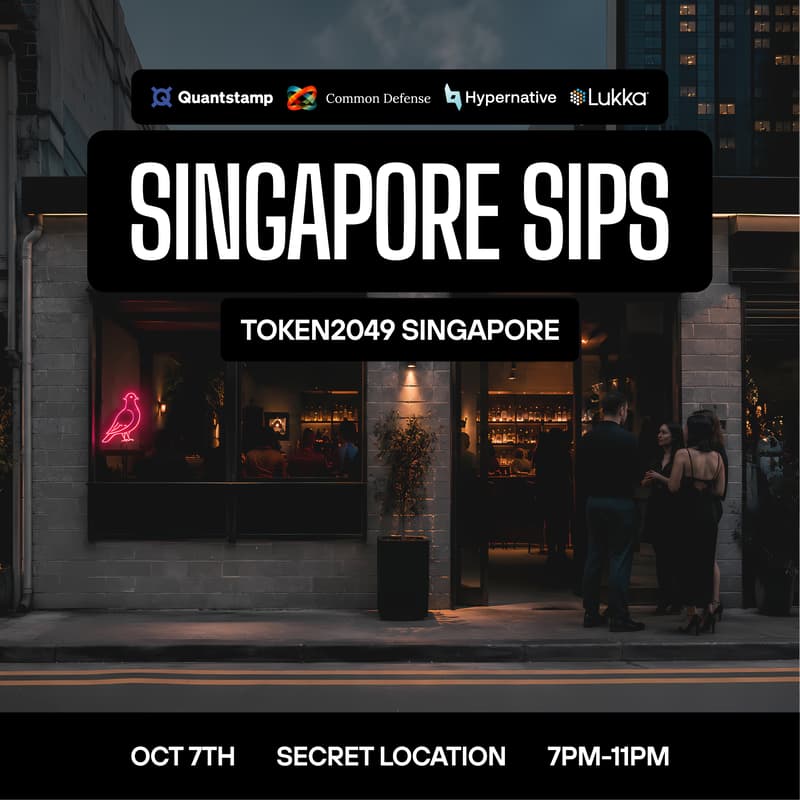 Cover Image for Quantstamp x Common Defense x Hypernative x Lukka | Singapore Sips | TOKEN2049 Singapore
