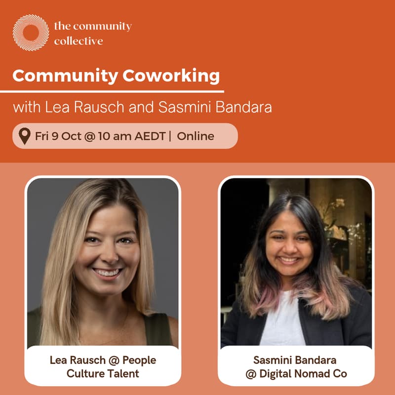 Cover Image for π΅ Community Coworking with Lea Rausch and Sasmini Bandara