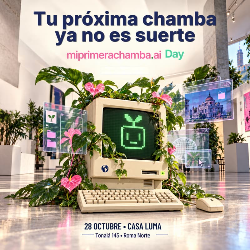 Cover Image for Tu próxima chamba ya no es suerte | miprimerachamba.ai Day