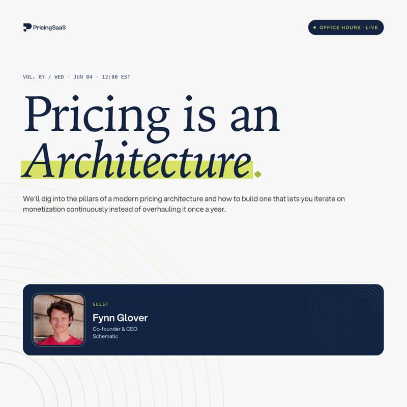Cover Image for Office Hours: Pricing is an Architecture
