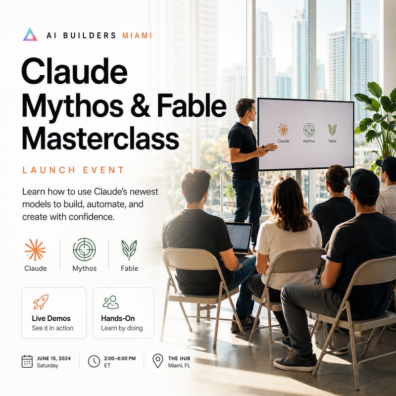 Cover Image for AI Builders Miami - Claude Mythos and Fable Launch Masterclass Edition
