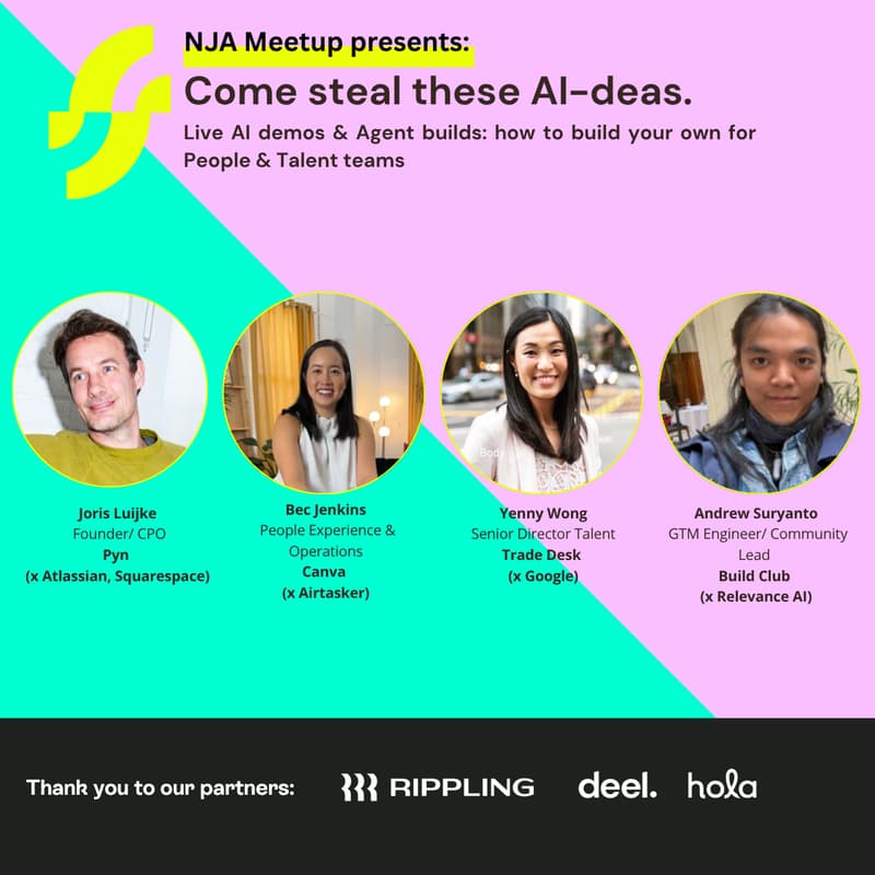 Cover Image for Come steal these AI-deas 🤫 Live AI demos & Agent builds: how to build your own for People & Talent teams