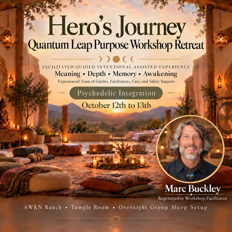 Cover Image for Hero's Journey Quantum Leap Purpose Workshop Retreat Meaning • Depth • Memory • Awakening Facilitated Guided Intentional Assisted Experience