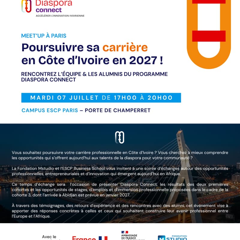 Cover Image for Meet'up à Paris - Poursuivre sa carrière en Côte d'Ivoire en 2027 !