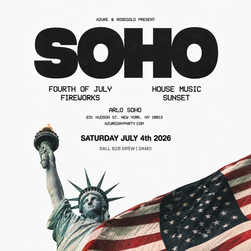 Cover Image for AZURE DAY PARTY SOHO: JULY 4TH FIREWORKS VIEWING PARTY