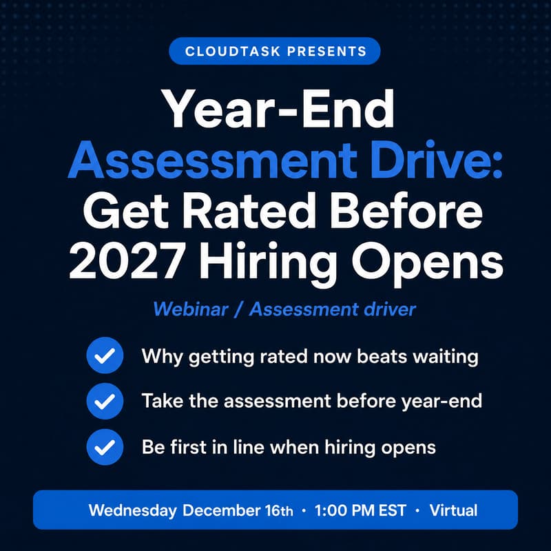 Cover Image for Year-End Assessment Drive: Get Rated Before 2027 Hiring Opens — Wed, Dec 16, 1:00 PM EST