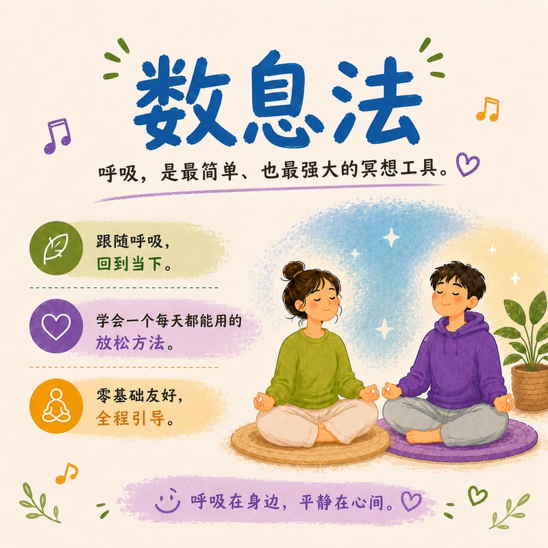 Cover Image for 8月7日周五 ☁️一起学习【数息法】👃简单却非常实用的冥想练习