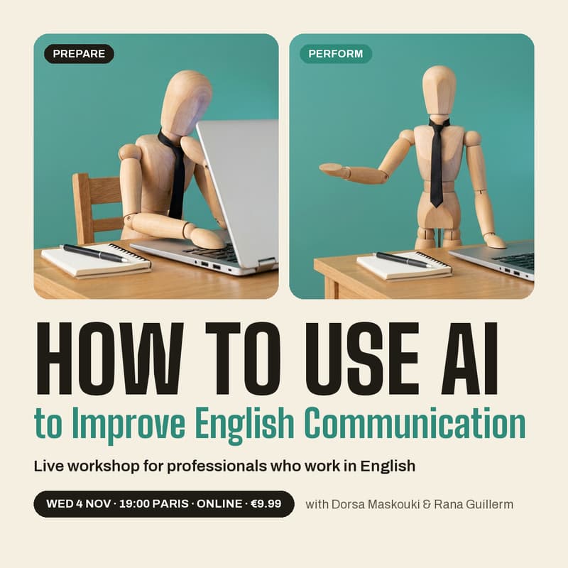 Cover Image for How to Use AI to Improve English Communication · Live workshop