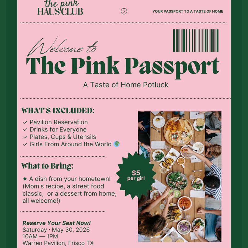 Cover Image for The Pink Passport 💗 A taste of home potluck 🌍