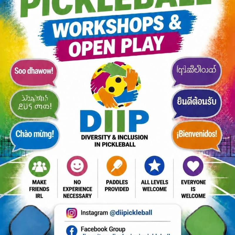 Cover Image for DIIPickleball FREE Workshop + Open Play for All Levels