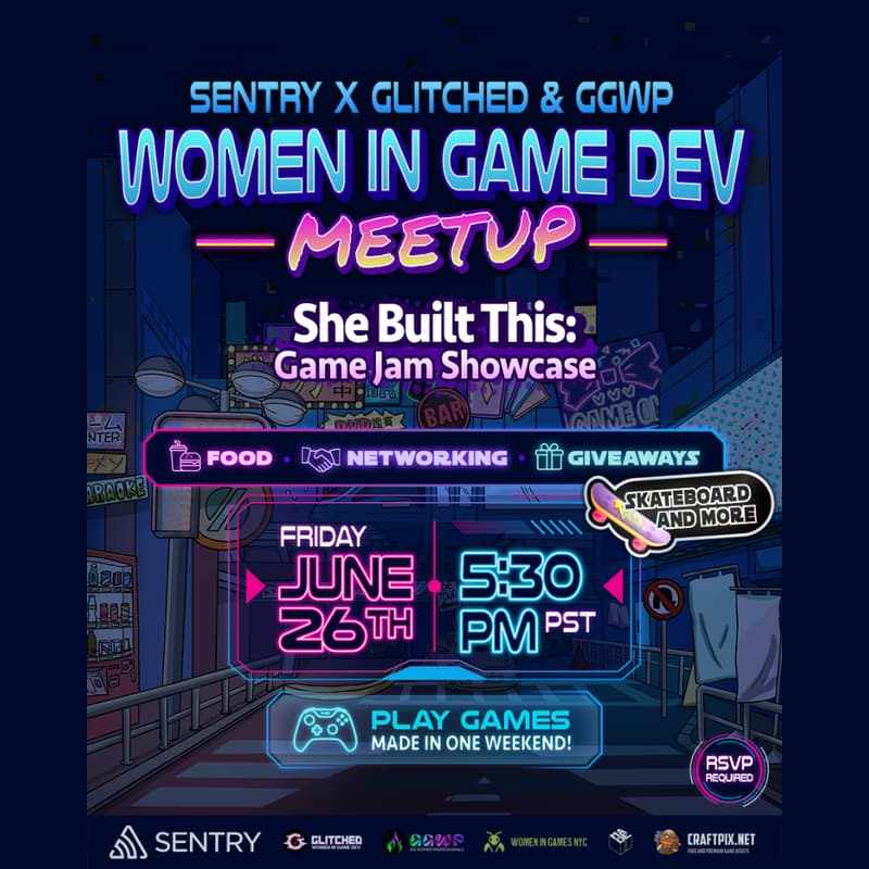 Cover Image for Sentry x GLITCHED & GGWP - Women in Game Dev Meetup
