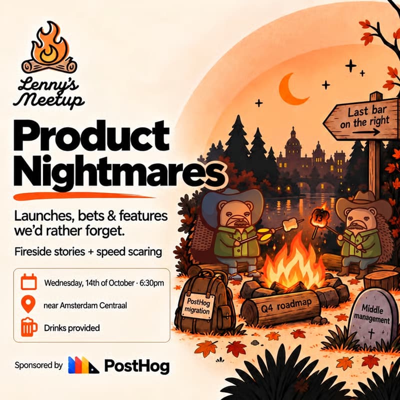 Cover Image for Lenny’s Newsletter Meetup in Amsterdam (with free drinks courtesy of PostHog) - Halloween edition