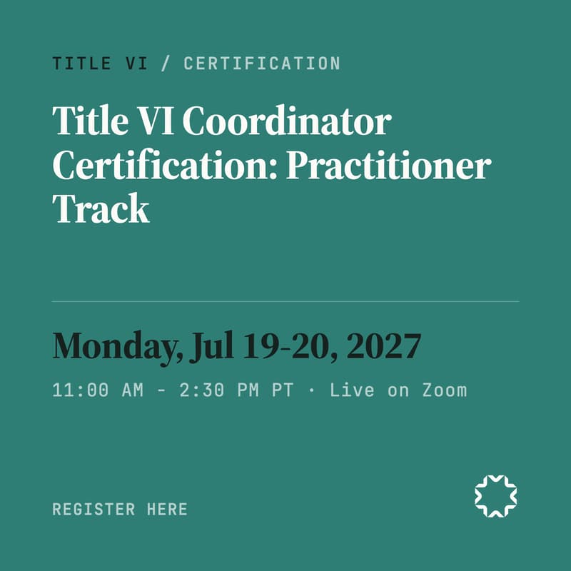 Cover Image for Title VI Coordinator Certification — Practitioner Track