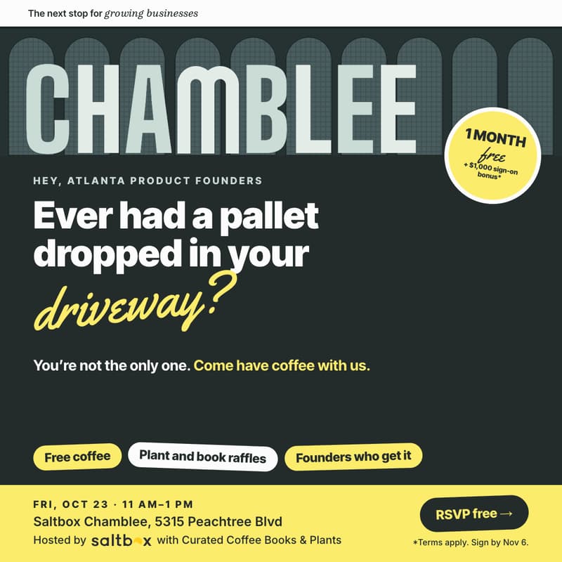 Cover Image for Ship and Sip: a coffee meetup for business owners who sell, ship and scale physical products at Saltbox Chamblee