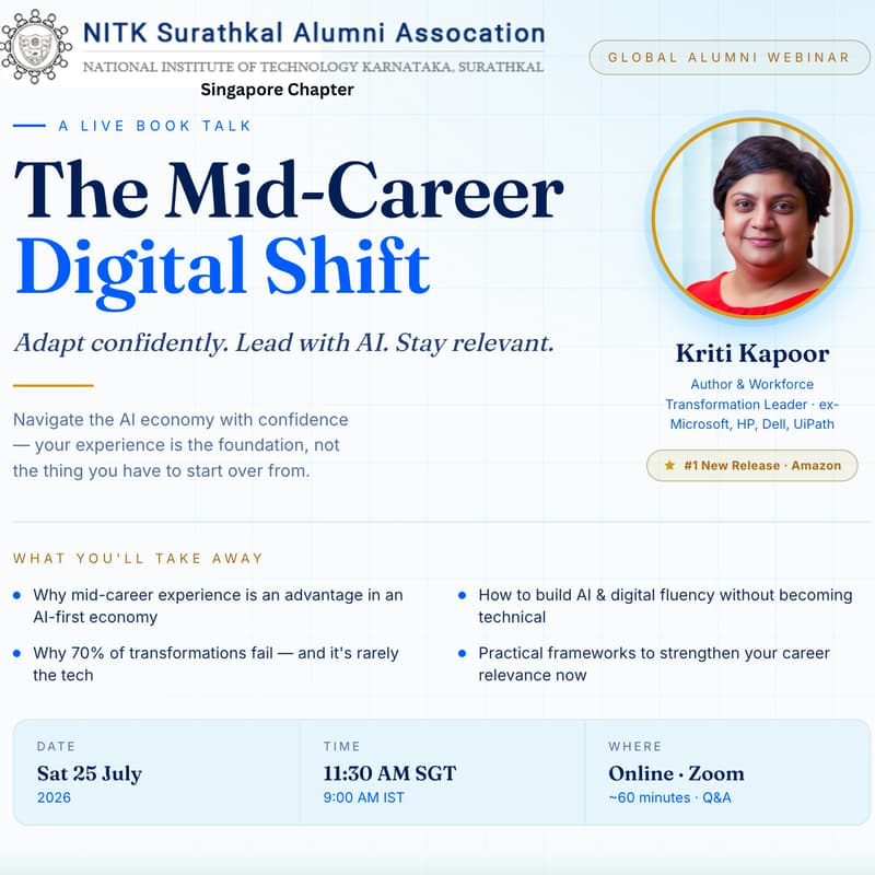 Cover Image for The Mid-Career Digital Shift - A Live Book Talk by Kriti Kapoor